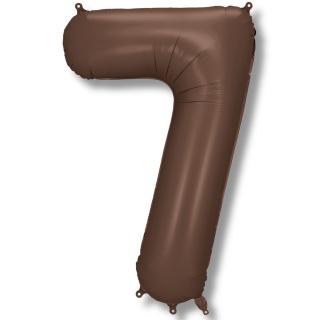 BALON FOLIOWY CYFRA 7 MOCCA DUŻA 86cm SATYNOWY BRĄZ