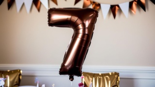 BALON FOLIOWY CYFRA 7 MOCCA DUŻA 86cm SATYNOWY BRĄZ