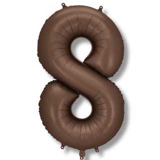 BALON FOLIOWY CYFRA 8 MOCCA DUŻA 86cm SATYNOWY BRĄZ