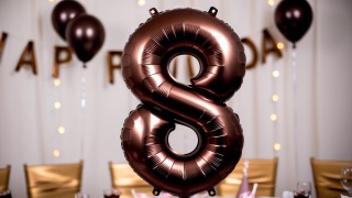 BALON FOLIOWY CYFRA 8 MOCCA DUŻA 86cm SATYNOWY BRĄZ