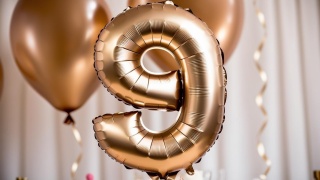 BALON FOLIOWY CYFRA 9 SATYNOWA ZŁOTA DUŻA 86cm URODZINY
