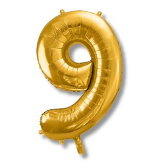 BALON FOLIOWY CYFRA 9 ZŁOTA DUŻA 86cm URODZINY ROCZNICA
