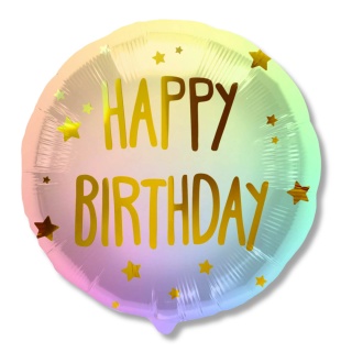 62988 BALON FOLIOWY HAPPY BIRTHDAY 45cm KOLOROWY W GWIAZDKI