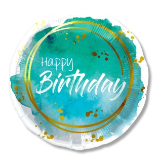 230150 BALON FOLIOWY HAPPY BIRTHDAY 45cm AQUA TURKUS
