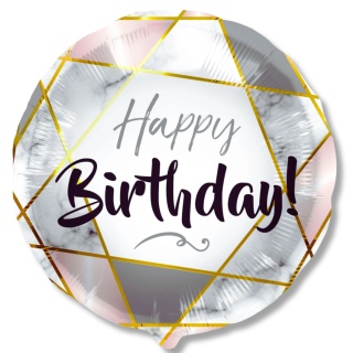 62990 BALON FOLIOWY HAPPY BIRTHDAY 45cm MARMUR GEO