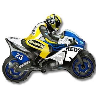BALON FOLIOWY NIEBIESKI MOTOR ŚCIGACZ 84cm MOTO PARTY