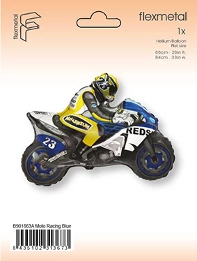 BALON FOLIOWY NIEBIESKI MOTOR ŚCIGACZ 84cm MOTO PARTY