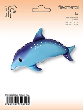 BALON FOLIOWY DELFIN 95cm NIEBIESKI DELFIN MORSKIE PARTY