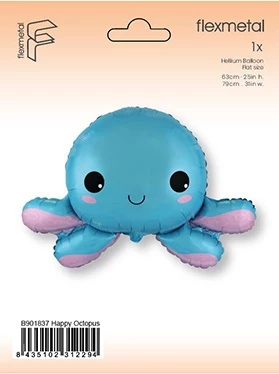 BALON FOLIOWY OŚMIORNICA 79cm NIEBIESKA OŚMIORNICZKA MORSKIE PARTY