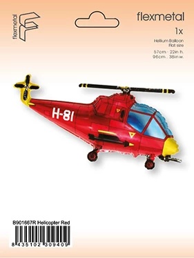 BALON FOLIOWY CZERWONY HELIKOPTER 96cm PODNIEBNE PARTY