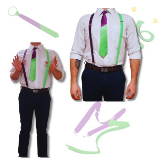 FIOLETOWO-ZIELONY KRAWAT DLA MĘŻCZYZN PRZEBRANIE