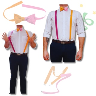 RÓŻOWO-POMARAŃCZOWE SZELKI DLA MĘŻCZYZN PRZEBRANIE