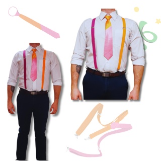 RÓŻOWO-POMARAŃCZOWY KRAWAT DLA MĘŻCZYZN PRZEBRANIE