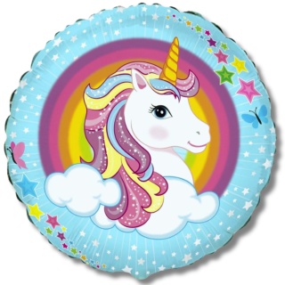 BALON FOLIOWY TĘCZOWY JEDNOROŻEC 45cm UNICORN PARTY