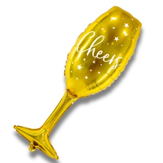 BALON FOLIOWY ZŁOTY KIELISZEK CHEERS 81cm URODZINY WIECZÓR PANIEŃSKI
