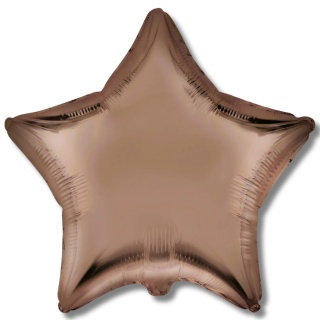 BALON FOLIOWY GWIAZDKA MOCCA SATYNA 45cm BRĄZOWA