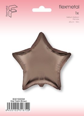 BALON FOLIOWY GWIAZDKA MOCCA SATYNA 45cm BRĄZOWA