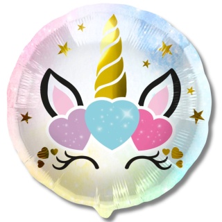 BALON FOLIOWY JEDNOROŻEC PASTELOWY 45cm UNICORN