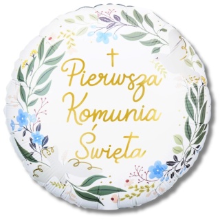BALON FOLIOWY NA KOMUNIĘ 46cm PIERWSZA KOMUNIA ŚWIĘTA