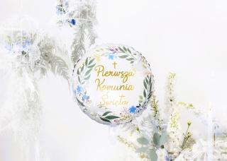 BALON FOLIOWY NA KOMUNIĘ 46cm PIERWSZA KOMUNIA ŚWIĘTA