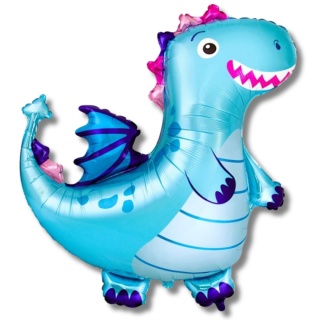 BALON FOLIOWY NIEBIESKI SMOK 92cm FANTASY PARTY