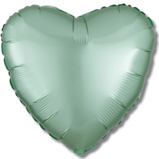 BALON FOLIOWY SERCE MIĘTOWE 43cm SATYNOWE LUSTRE MINT GREEN