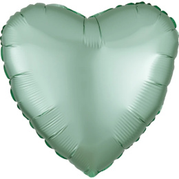 BALON FOLIOWY SERCE MIĘTOWE 43cm SATYNOWE LUSTRE MINT GREEN