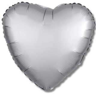 BALON FOLIOWY SERCE SREBRNE 43cm SATYNOWE LUSTRE SILVER