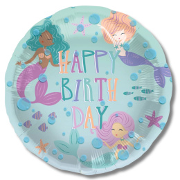 BALON FOLIOWY URODZINOWY SYRENKI 45cm HAPPY BIRTHDAY