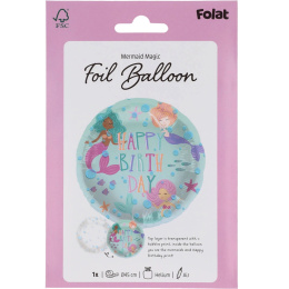 BALON FOLIOWY URODZINOWY SYRENKI 45cm HAPPY BIRTHDAY