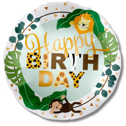 BALON URODZINOWY DŻUNGLA 43cm HAPPY BIRTHDAY SAFARI