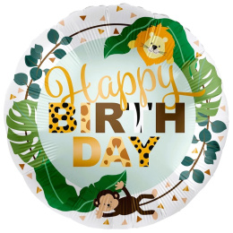 BALON URODZINOWY DŻUNGLA 43cm HAPPY BIRTHDAY SAFARI