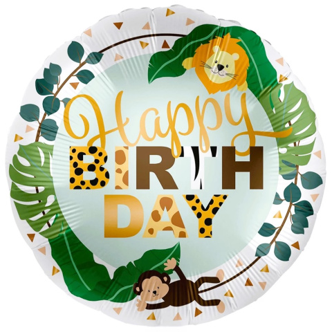 BALON URODZINOWY DŻUNGLA 43cm HAPPY BIRTHDAY SAFARI BALON URODZINOWY DŻUNGLA 43cm HAPPY BIRTHDAY SAFARI