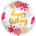 BALON URODZINOWY W KWIATY 43cm HAPPY BIRTHDAY PREMIUM