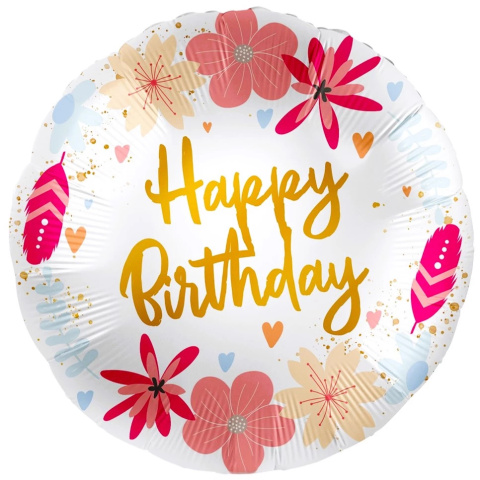 BALON URODZINOWY W KWIATY 43cm HAPPY BIRTHDAY PREMIUM BALON URODZINOWY W KWIATY 43cm HAPPY BIRTHDAY PREMIUM