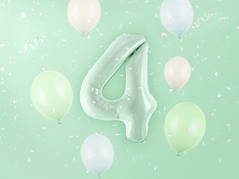 FOLIOWY BALON CYFRA 4 ZIELONA PASTELOWA 72cm URODZINY HEL/POWIETRZE FOLIOWY BALON CYFRA 4 ZIELONA PASTELOWA 72cm URODZINY HEL/POWIETRZE