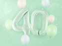 FOLIOWY BALON CYFRA 4 ZIELONA PASTELOWA 72cm URODZINY HEL/POWIETRZE