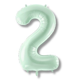 FOLIOWY BALON CYFRA 2 ZIELONA PASTELOWA 72cm URODZINY HEL/POWIETRZE
