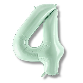 FOLIOWY BALON CYFRA 4 ZIELONA PASTELOWA 72cm URODZINY HEL/POWIETRZE