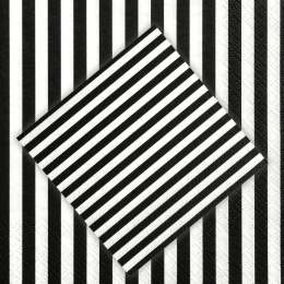SERWETKI W PASKI CZARNO-BIAŁE 20szt. 33x33cm TRÓJWARSTWOWE