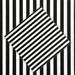 SERWETKI W PASKI CZARNO-BIAŁE 20szt. 33x33cm TRÓJWARSTWOWE