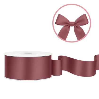 TASIEMKA SATYNOWA 25mm RÓŻ DYMIONY CIEMNY 25m