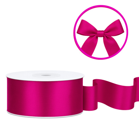 TASIEMKA SATYNOWA 25mm RÓŻOWA CIEMNA FUKSJA 25m