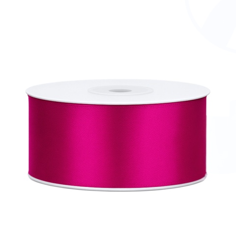 TASIEMKA SATYNOWA 25mm RÓŻOWA CIEMNA FUKSJA 25m