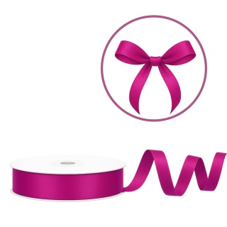 TASIEMKA SATYNOWA 12mm RÓŻOWA CIEMNA FUKSJA 25m