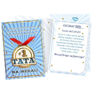 0500 KARTA Z ŻYCZENIAMI DLA TATY TATA NA MEDAL