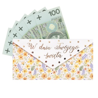 KOPERTA NA PIENIĄDZE OZDOBNA Z ŻYCZENIAMI W DNIU TWOJEGO ŚWIĘTA