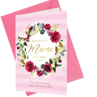 5161 KARTA Z ŻYCZENIAMI NA DZIEŃ MATKI W KWIATY KOCHANA MAMO