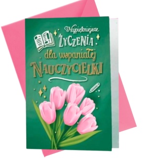6838 KARTA Z ŻYCZENIAMI DLA NAUCZYCIELKI ZAKOŃCZENIE ROKU DZIEŃ NAUCZYCIELA