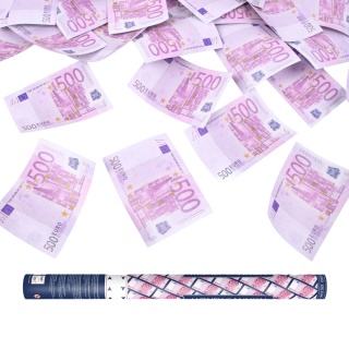 TUBA ZE STRZELAJĄCYM KONFETTI 500 EURO 60cm KONFETTI PIENIĄDZE